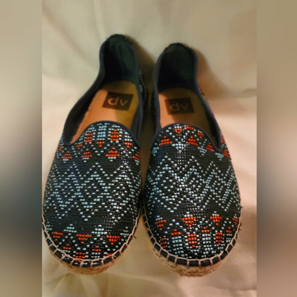 Dolce Vita Navy Multi Woven Loafers-8